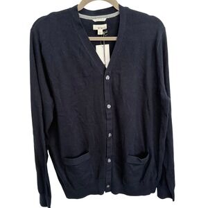 Nordstrom 1901 Mens Navy Blue V-Neck Cardigan Sweater L NEW